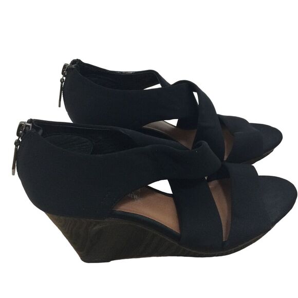 Donald J Pliner Womens Aurora Crossover Strap Wedge Sandal Shoes Black Size 8M - Picture 1 of 11
